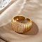 Elegant Fashionable Thread Design Brass Rhinestone Cuff Rings, Perfect Valentine's Gift, Golden, Inner Diameter: 18mm