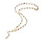 304 Stainless Steel Rosary Bead Necklaces, with Enamel Evil Eye, Oval with Virgin Mary, Cross, Golden, 19 inch(48.3cm)