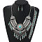 Alloy with Synthetic Turquoise Teardrop Tassel Pendant Necklaces & Dangle Earrings & Charm Bracelets Sets, Dark Turquoise, 400mm