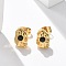 304 Stainless Steel Stud Earrings, with Rhinestone, Ion Plating(IP), Nuggest, Real 18K Gold Plated, 10x6.5mm