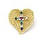 Brass Micro Pave Cubic Zirconia Pendants, Cadmium Free & Lead Free, Heart with Cross, Real 16K Gold Plated, Mixed Color, 25x25.5x8.5mm, Hole: 4mm