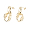 Rack Plating Brass Twisted Oval Dangle Stud Earrings for Women, Cadmium Free & Lead Free, Real 18K Gold Plated, 33x16mm, Pin: 0.7mm