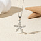 Alloy Crystal Rhinestone Pendant Necklaces, Platinum, Flower, 17.72 inch(45cm)