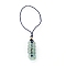 Glass Pendant Decorations, with Nylon Thread and Brass Round Beads, Donut, Golden, Pale Turquoise, 95mm, Hole: 35mm