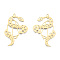 201 Stainless Steel Pendants, Snake Charm with Moon, Real 18K Gold Plated, 39x26x1mm, Hole: 1.5mm