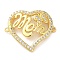Brass Micro Pave Clear Cubic Zirconia Mama Connector Charms, Cadmium Free & Lead Free, Mother's Day Word Links, Real 16K Gold Plated, Heart, 23.5x27x5mm, Hole: 1.4mm