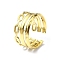 Ion Plating(IP) 304 Stainless Steel Open Cuff Ring, Triple Lines Wide Band Rings, Real 18K Gold Plated, Inner Diameter: 18mm