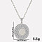 Stylish 304 Stainless Steel Pave Natural White Shell Flat Round Pendant Necklaces, Stainless Steel Color, Pendant: 2.5x2.2cm