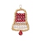 Glass Pearl Beads Pendants,  Bell Charm, Dark Red, 48x28x6mm, Hole: 3.7mm