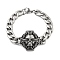 304 Stainless Steel Curb Chains Bancelets, Skull, 8-5/8 inch(22cm), Pendant: 31x50x8mm