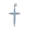 Brass Micro Pave Cubic Zirconia Pendants, Cross, Turquoise, Platinum, 38.8x20x2mm, Hole: 4x5mm