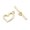 Brass Toggle Clasps, Long-Lasting Plated, Heart, Real 18K Gold Plated, Heart: 13.5x15x2mm, Hole: 1.4mm, Bar: 4x22x2mm, Hole: 1.4mm