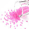 11/0 Grade A Round Glass Seed Beads, Transparent Inside Colours, AB Color Plated, Hot Pink, 2.3x1.5mm, Hole: 1mm, about 48500pcs/pound