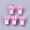 Imitation Juice Glass Pendants, Plastic Pendants, with Epoxy Resin and Polymer Clay, Glitter Powder, Hot Pink, 25~28x13mm, Hole: 1.4mm