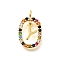 Brass Micro Pave Cubic Zirconia Pendants, Cadmium Free & Nickel Free & Lead Free, Real 18K Gold Plated, Oval with Letter Charms, Letter Y, 18.5x11x3.5mm, Hole: 2x1.5mm