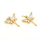 Brass Micro Pave Cubic Zirconia Charms, with Jump Rings, Dragonfly, Clear, Golden, 11.8x10.5x2.5mm, Jump Rings: 4x0.8mm, 2.5mm Inner Diameter