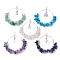 Natural Mixed Gemstone Chip Big Pendants, Stainless Steel Color Plated Brass Cross & Moon & Star Charms, Mixed Dyed and Undyed, 49~51x48~52x8~11mm, Hole: 3.2~4mm