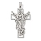 201 Stainless Steel Big Pendants, Cross with Jesus Charm, Laser Cut, Anti-Tarnish, Stainless Steel Color, 54x32.5x1.5mm, Hole: 8x4mm