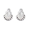 Brass Pendants, Cadmium Free & Nickel Free & Lead Free, Shell Charms, Real Platinum Plated, 8x6x0.5mm, Hole: 0.8mm