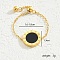 Elegant 201 Stainless Steel Adjustable Round with Roman Numerals Ring for Women, Versatile and Chic, Black, Inner Diameter: 16~18mm