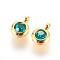 304 Stainless Steel Rhinestone Charms, May Birthstone Charms, Flat Round, Emerald, 9.3x6.5x4mm, Hole: 2mm