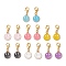 14Pcs 7 Colors Flat Round with Smiling Face Alloy Enamel Pendant Decorations, Alloy Lobster Claw Clasps Charms for Bag Ornaments, Mixed Color, 28mm, 2pcs/color