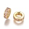 Brass Cubic Zirconia European Beads, Large Hole Beads, Ring, Golden, Thistle, 7.5x2.5mm, Hole: 4.5mm
