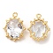 Brass and Clear Cubic Zirconia Pendants, Cadmium Free & Nickel Free & Lead Free, Others, Real 18K Gold Plated, 15x11x4mm, Hole: 1.2mm