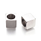 Non-Tarnish 304 Stainless Steel Beads, Cube, Stainless Steel Color, 8x8x8.8mm, Hole: 6mm and 1.2mm