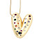 Brass Micro Pave Cubic Zirconia Letter Pendant Necklaces, Real 18K Gold Plated, Letter V, 17.40~17.80 inch(44.2~45.2cm), Pendant: 27.5x23.5mm