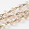 Handmade Electroplate Glass Faceted Rondelle Beads Chains for Necklaces Bracelets Making, with Antique Bronze Plated Brass Eye Pin, Unwelded, Dyed, Pale Goldenrod, 39.4 inch, about 80pcs/strand