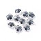 Glass Links connectors, with Eco-Friendly Alloy Open Back Berzel Findings, Flower, Silver Color Plated, Gray, 15.5x12x5mm, Hole: 1.4mm