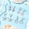 304 Stainless Steel Leverback Earrings, with 304 Stainless Steel Leverback Earring Findings, Marine Theme, Stainless Steel Color, 29.5~36.5x10.5~20.5mm, 4pairs/set