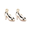 Rack Plating Alloy Enamel Pendants, Cadmium Free & Nickel Free & Lead Free, Light Gold, High Heels Charm, White, 17x17.5x2mm, Hole: 2mm