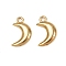 304 Stainless Steel Charms, Ion Plating(IP), Moon Charms, Real 18K Gold Plated, 10.5x6.5x2mm, Hole: 1.2mm