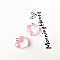 Transparent Resin Pendants, with Platinum Tone Metal Loops, Heart, Pink, 16x18x10mm