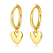 925 Sterling Silver Heart Hoop Earrings, Golden