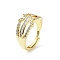 Heart Shape Rack Plating Brass Micro Pave Cubic Zirconia Adjustable Ring, Long-Lasting Plated, Lead Free & Cadmium Free, Real 18K Gold Plated, US Size 9 3/4(19.5mm)