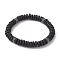 Natural Lava Rock & 304 Surgical Stainless Steel Disc Beaded Stretch Bracelet, Inner Diameter: 2-3/4 inch(6.9cm)