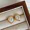 Alloy Nuggets Stud Earrings, with Imitation Pearl & 925 Silver Needle, Golden