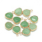 Natural White Jade Pendants, with Nickel Free Brass Findings, Faceted, Dyed, teardrop, Golden, Medium Aquamarine, 17.5x13.5x6.5mm, Hole: 2mm