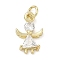 Brass Micro Pave Cubic Zirconia Angel Charms, with Jump Ring, Long-Lasting Plated, Cadmium Free & Lead Free, Real 18K Gold Plated, 14.5x9.5x4mm, Hole: 3mm