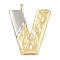 Brass Pendants, Cadmium Free & Nickel Free & Lead Free, Real 18K Gold Plated And Platinum, Letter Charms, Letter V, 27.5x25.5x4mm, Hole: 3x2mm