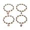 4Pcs 4 Style Glass Beaded Stretch Bracelets Set, Christmas Tree & Deer & Glove & Snowflake Alloy Enamel Charms Stackable Bracelets for Women, Colorful, Inner Diameter: 2 inch(5.1cm), 1Pc/style