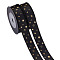 Polyester Satin Ribbon, with Single Face Golden Hot Stamping, Star Pattern, Black, 5/8