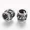 304 Stainless Steel Beads, Hollow, Column with Skull, Large Hole Beads, Antique Silver, 13x14mm, Hole: 9mm