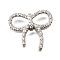 Brass Micro Pave Clear Cubic Zirconia Bowknot Multi-Strand Links, Long-Lasting Plated, Cadmium Free & Lead Free, Rack Plating, Platinum, 21x22.5x4.5mm, Hole: 1.2~1.4mm