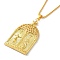Alloy with Rhinestone Pendant Necklace, Arch with Jesus & Virgin Mary Pattern, Golden, 23.74 inch(60.3cm)