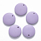 Painted Wood Pendants, Flat Round, Lilac, 20x4mm, Hole: 1.5mm