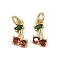 Brass Micro Pave Cubic Zirconia Pendants, Cherry Charms, with Jump Ring, Long-Lasting Plated, Cadmium Free & Lead Free, Rack Plating, Real 18K Gold Plated, 12x7x3mm, Hole: 3mm